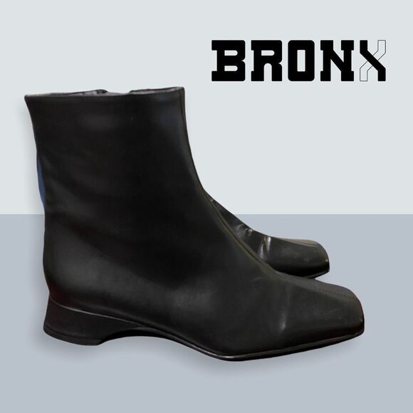 Bronx Women's Black Zip Ankle Booties Boots 36 5 - Picture 1 of 4
